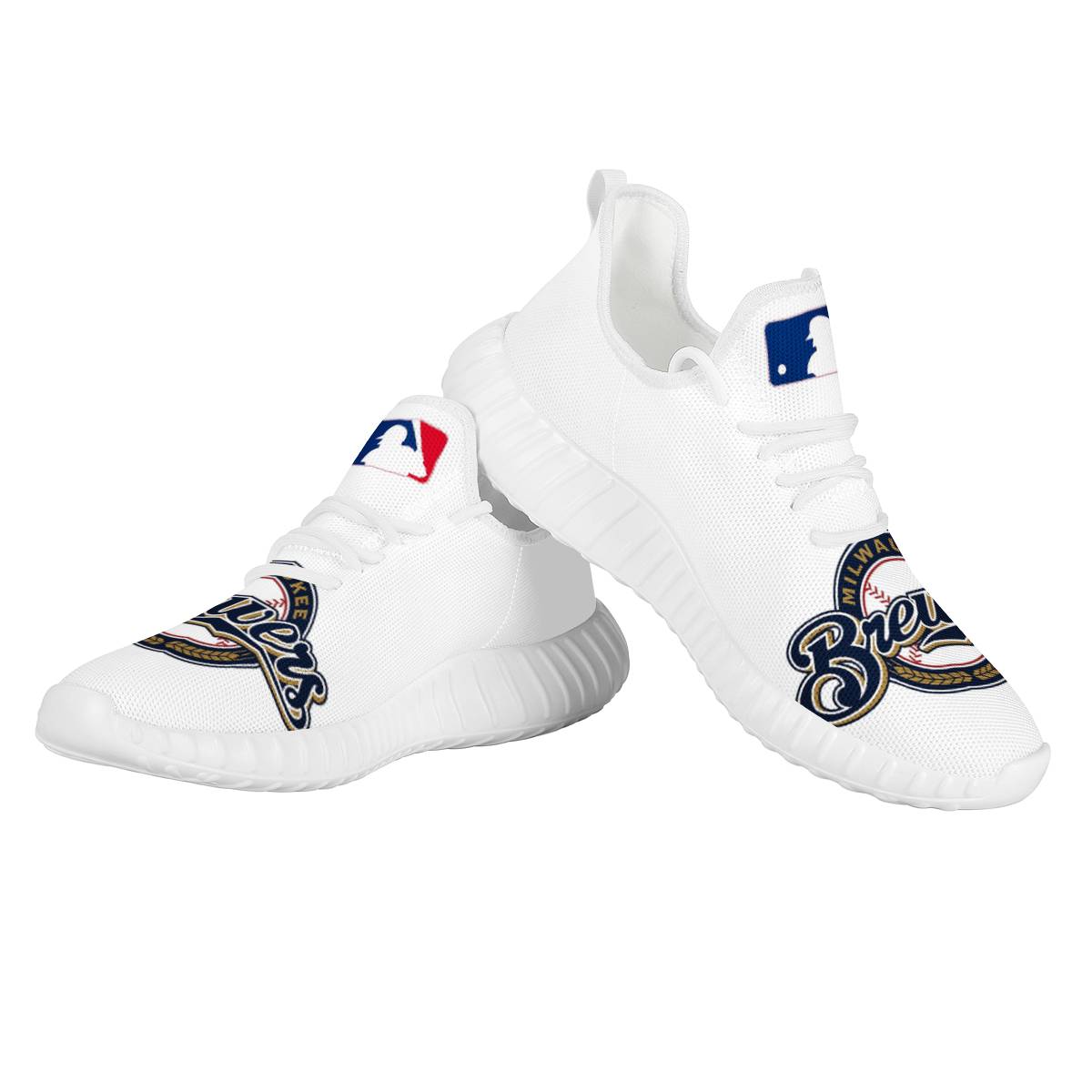 Men's Milwaukee Brewers Mesh Knit Sneakers/Shoes 002